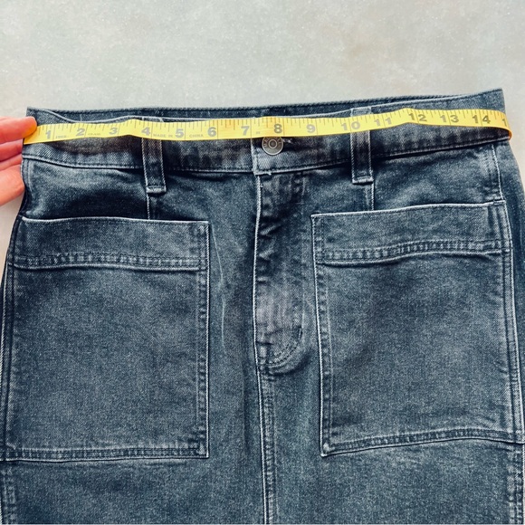Madewell Jean Midi Skirt Stretch Straight Demim Black Cadman Wash - Picture 12 of 14